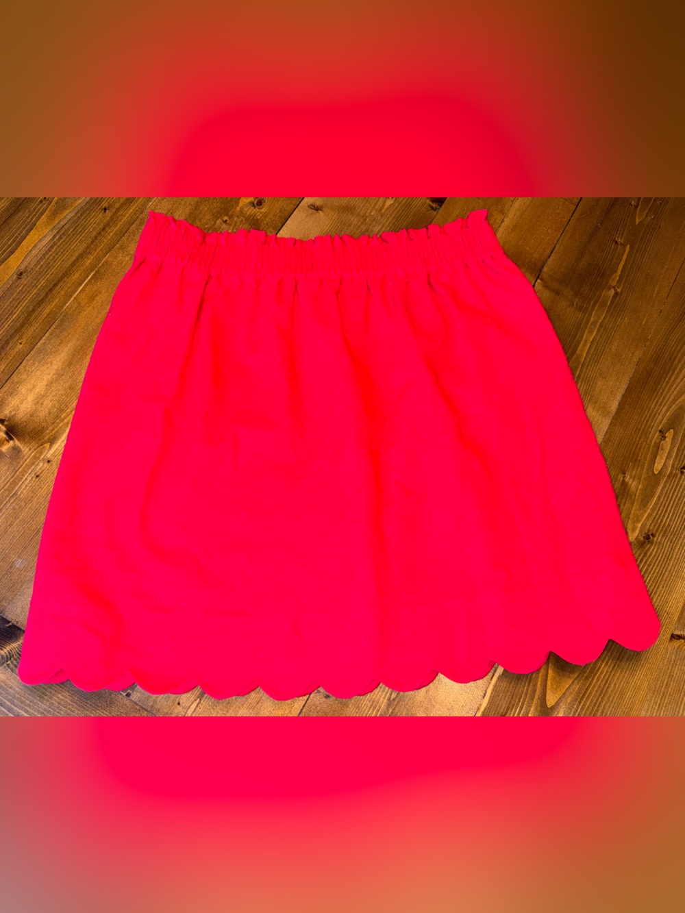 J. Crew Bright Red Scallop Hem Mini Skirt - Picture 6 of 6